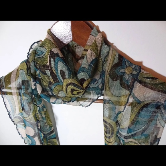 Vintage Authentic Retro 60's or 70's Stretchy Floral Hair or Neck Scarf - Picture 9 of 9